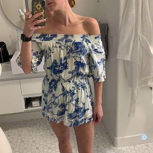 LF Rumor boutique floral off-the-shoulder romper